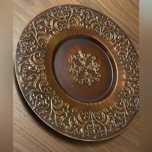 Vintage Copper Repousse Wall Plate 11.5”
Ornate Floral Metal Decor